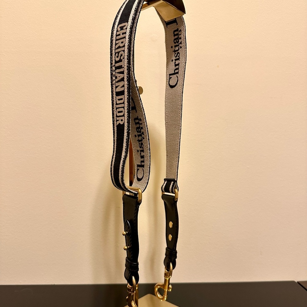 AUTHENTIC Christian Dior Black Adjustable Shoulder Strap with Ring